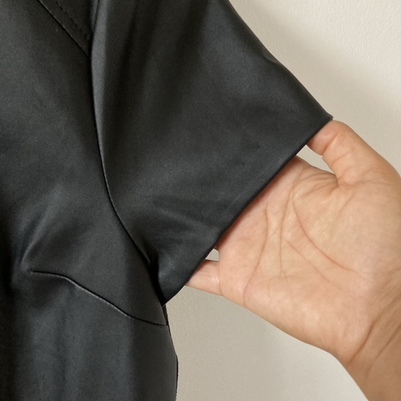 Preloved Oasis Pleather Black Front Zip Back Dress Size UK 14 - Picture 6 of 13